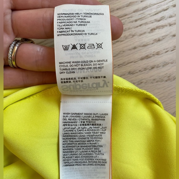 Superdry Premium Scuba Neoprene Dress, Mini, Neon Yellow, Sleeveless, Women's XS - Picture 9 of 12